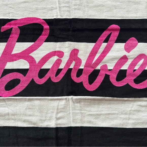 NEW! Barbie Black & White Striped Soft Cotton Beach Towel - Picture 4 of 10